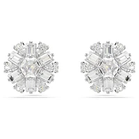 Swarovski Idyllia stud earrings, Mixed cuts, Snowflake, White, Rhodium plated - 5691483/5701593 (SS)