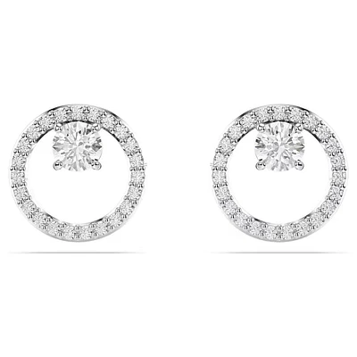 Swarovski Constella stud earrings, Round cut, White, Rhodium plated - 5692262/5701586 (SS)