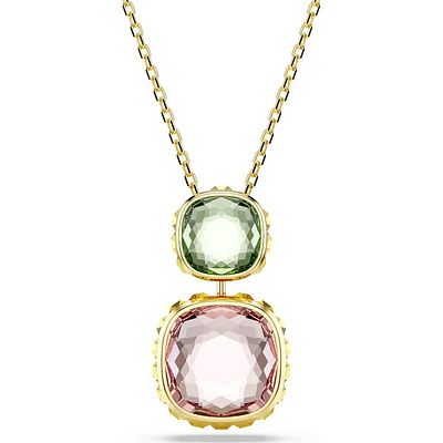 Swarovski - Chroma pendant, Cushion cut, Multicolored, Gold-tone plated 5692496