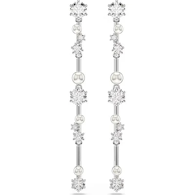 Swarovski - Constella drop earrings, Crystal pearl, Round cuts, White, Rhodium plated 5705614