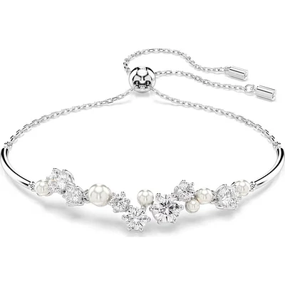 Swarovski - Constella bangle, Crystal pearl, Round cuts, White, Rhodium plated 5705618