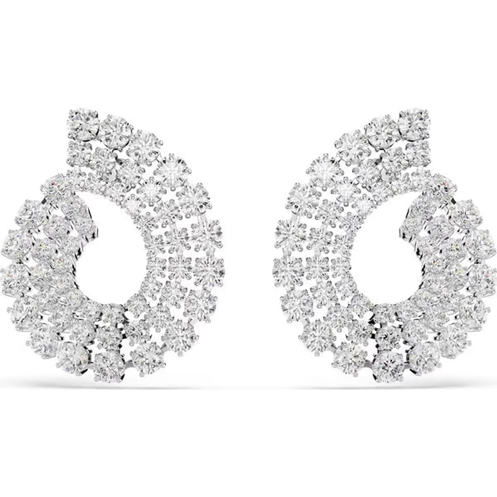Swarovski - Matrix hoop earrings, Mixed round cuts, White, Rhodium plated 5705834