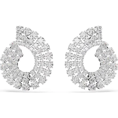 Swarovski - Matrix hoop earrings, Mixed round cuts, White, Rhodium plated 5705834