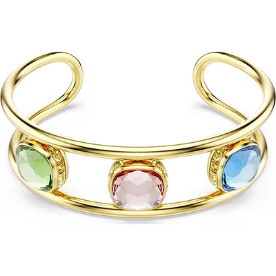 Swarovski - Chroma cuff, Cushion cut, Green, Gold-tone plated 5705836