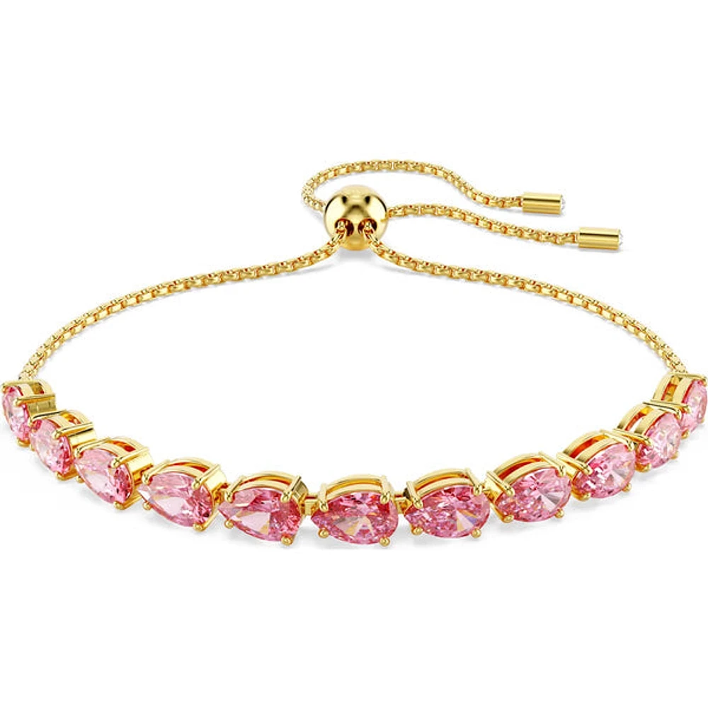 Swarovski - Matrix bracelet, Pear cut, Pink, Gold-tone plated 5707187