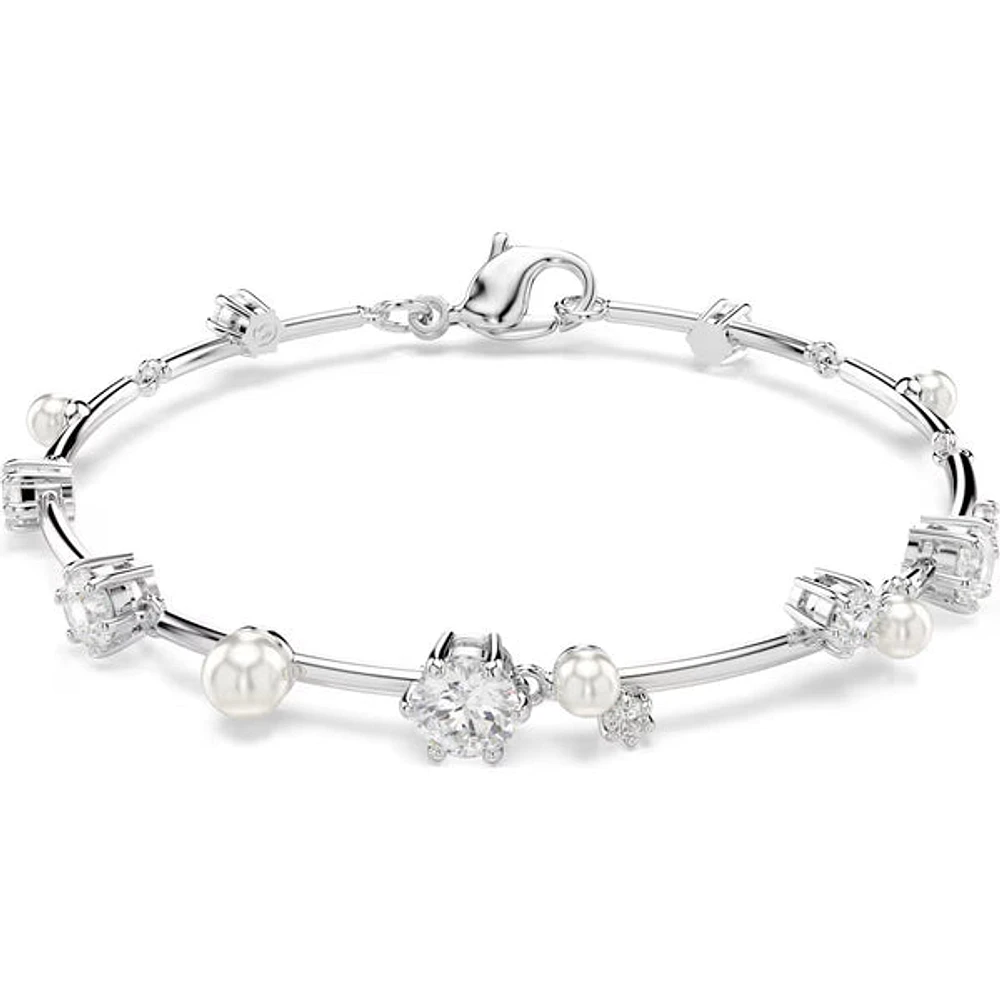 Swarovski - Constella Tennis bracelet, Crystal pearl, Round cuts, White, Rhodium plated 5707511