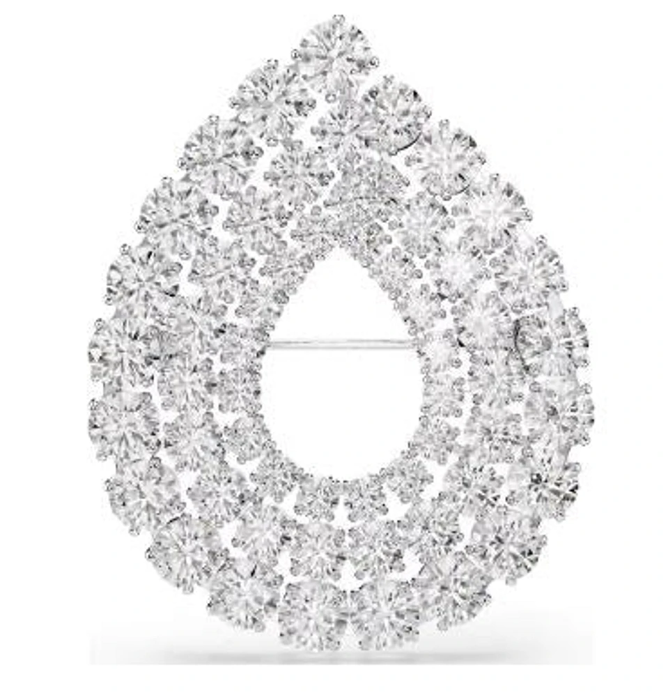 Swarovski - Matrix brooch, Round cut, White, Rhodium plated 5714648