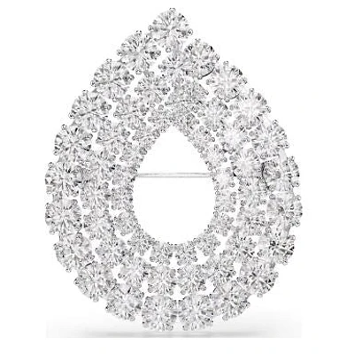 Swarovski - Matrix brooch, Round cut, White, Rhodium plated 5714648