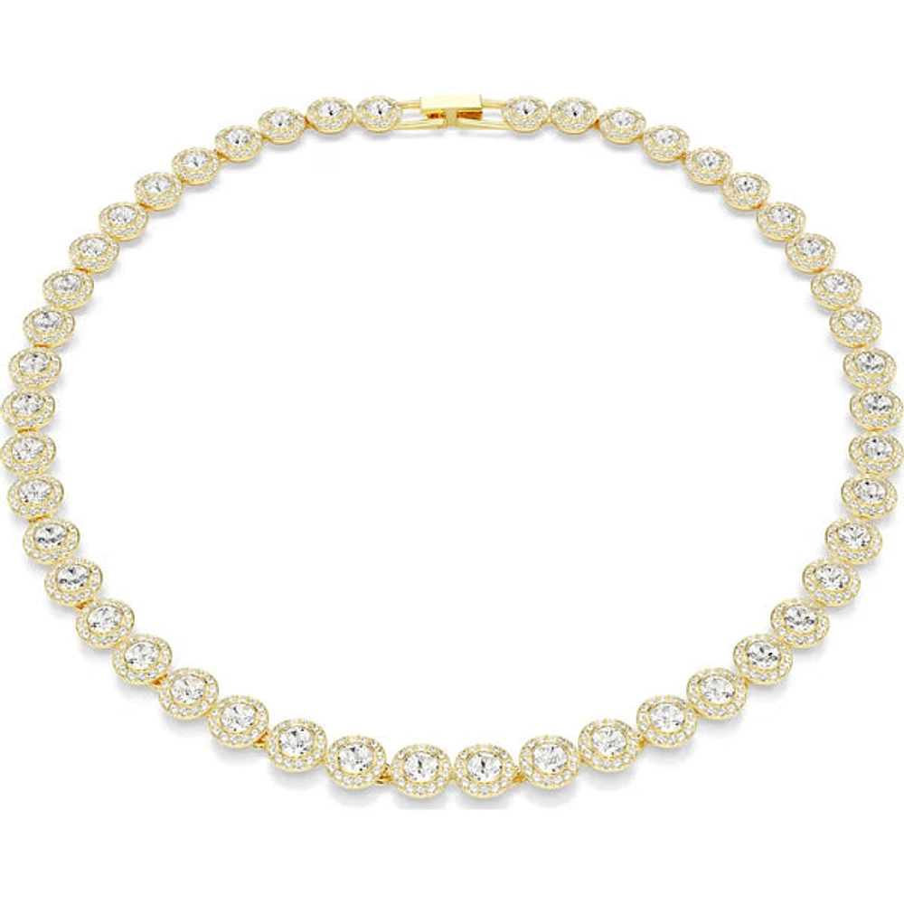 Swarovski - Una Angelic Tennis necklace, Round cut, White, Gold-tone plated 5720505