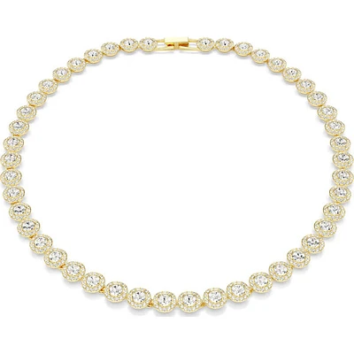 Swarovski - Una Angelic Tennis necklace, Round cut, White, Gold-tone plated 5720505