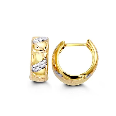 10K Tri Tone Diamond Cut Huggies/Earrings