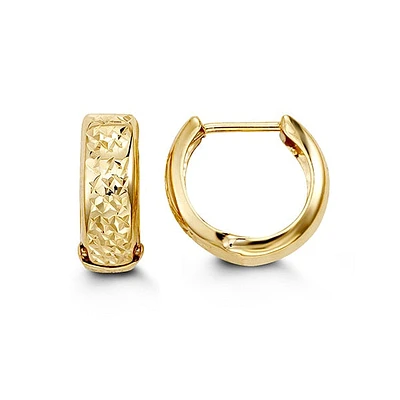 10K Gold Diamond Cut Huggies/Earrings