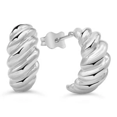 10K White Gold Stud Half Hoop Earring