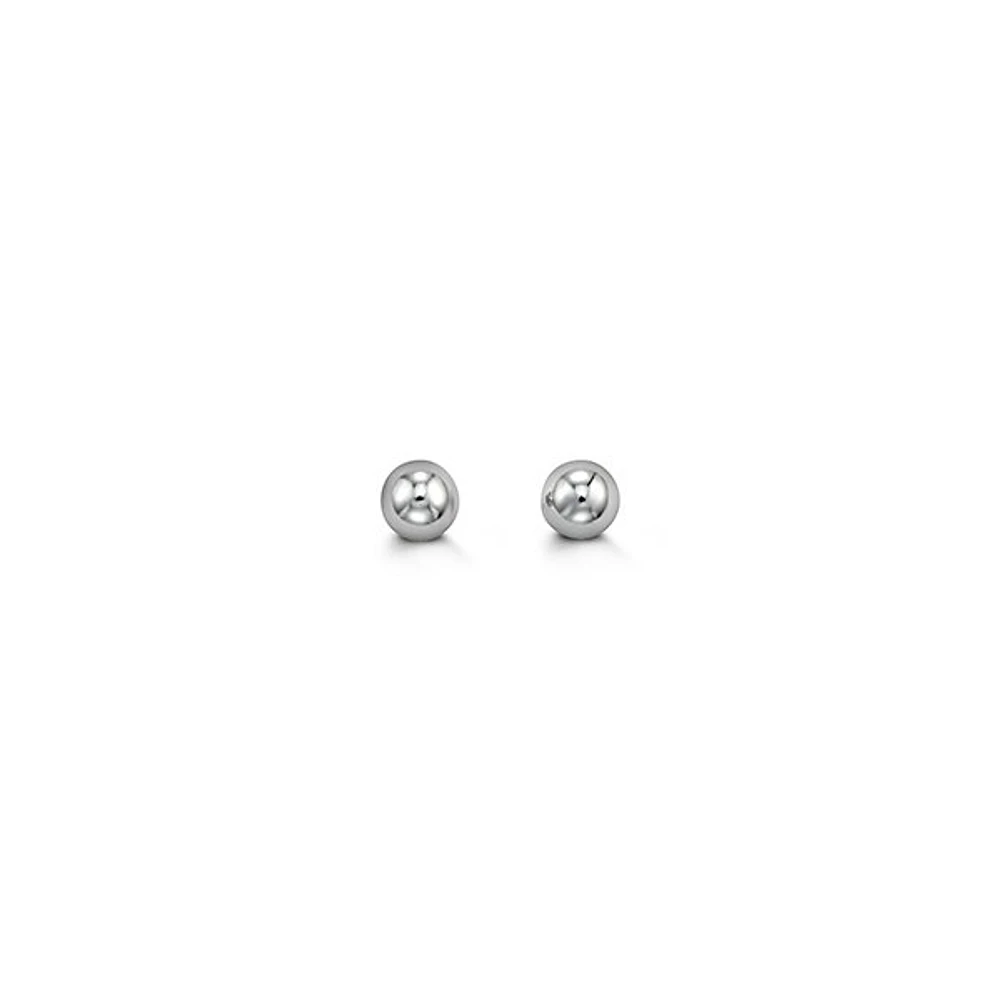 14K White Gold Ball Stud Earrings 3mm