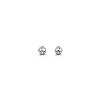 14K White Gold Ball Stud Earrings 3mm
