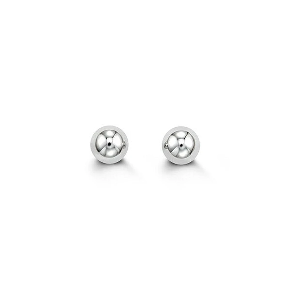 14K White Gold Ball Stud Earrings 5mm