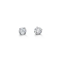 14K White Gold 3mm Round Cubic Zirconia Stud Earrings