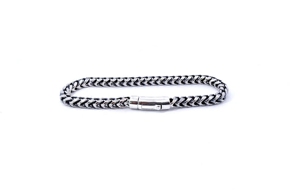 925 Sterling Silver Franco Bracelet with Bar Lock Clasp
