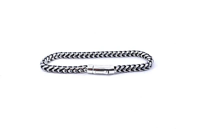 925 Sterling Silver Franco Bracelet with Bar Lock Clasp
