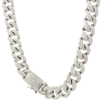 925 Sterling Silver 6mm Miami Cuban Curb Chain with Cubic Zirconias