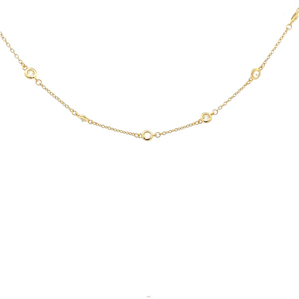 925 Gold Plated Sterling Silver 16-18" Cubic Zirconia Chain
