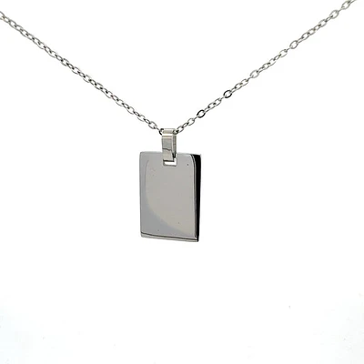 Stainless Steel 22x20mm Engravable Dog Tag Pendant - 18"