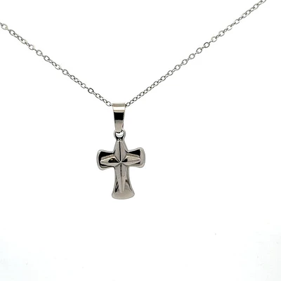 Stainless Steel 23X15mm Cross Pendant - 18"