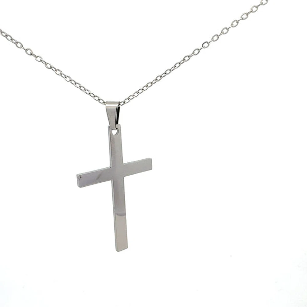 Stainless Steel 40X25mm Cross Pendant - 18"