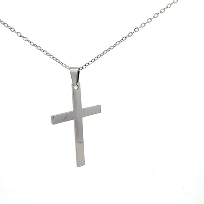 Stainless Steel 40X25mm Cross Pendant - 18"