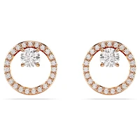 Swarovski Constella stud earrings, Round cut, White, Rose tone plated - 5692263/5701587 (SS)