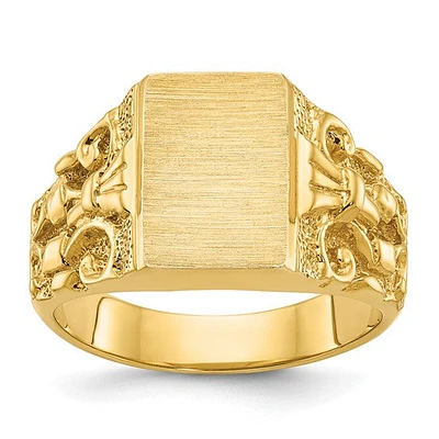14K Yellow Gold 13mm x 9mm Men's Signet Ring