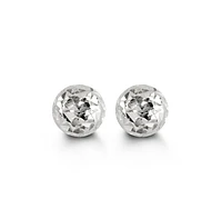 10K White Gold Diamond Cut Ball Earrings 5mm