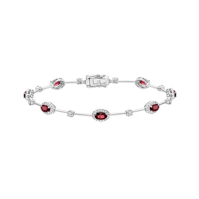 14K White Gold Ruby & Diamond Bracelet