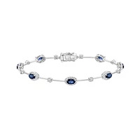 14K White Gold Sapphire & Diamond Bracelet