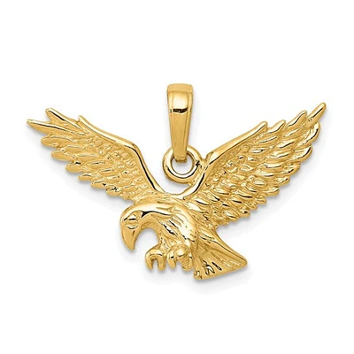14K Yellow Gold Polished Eagle Landing Charm - 26mm x 22mm