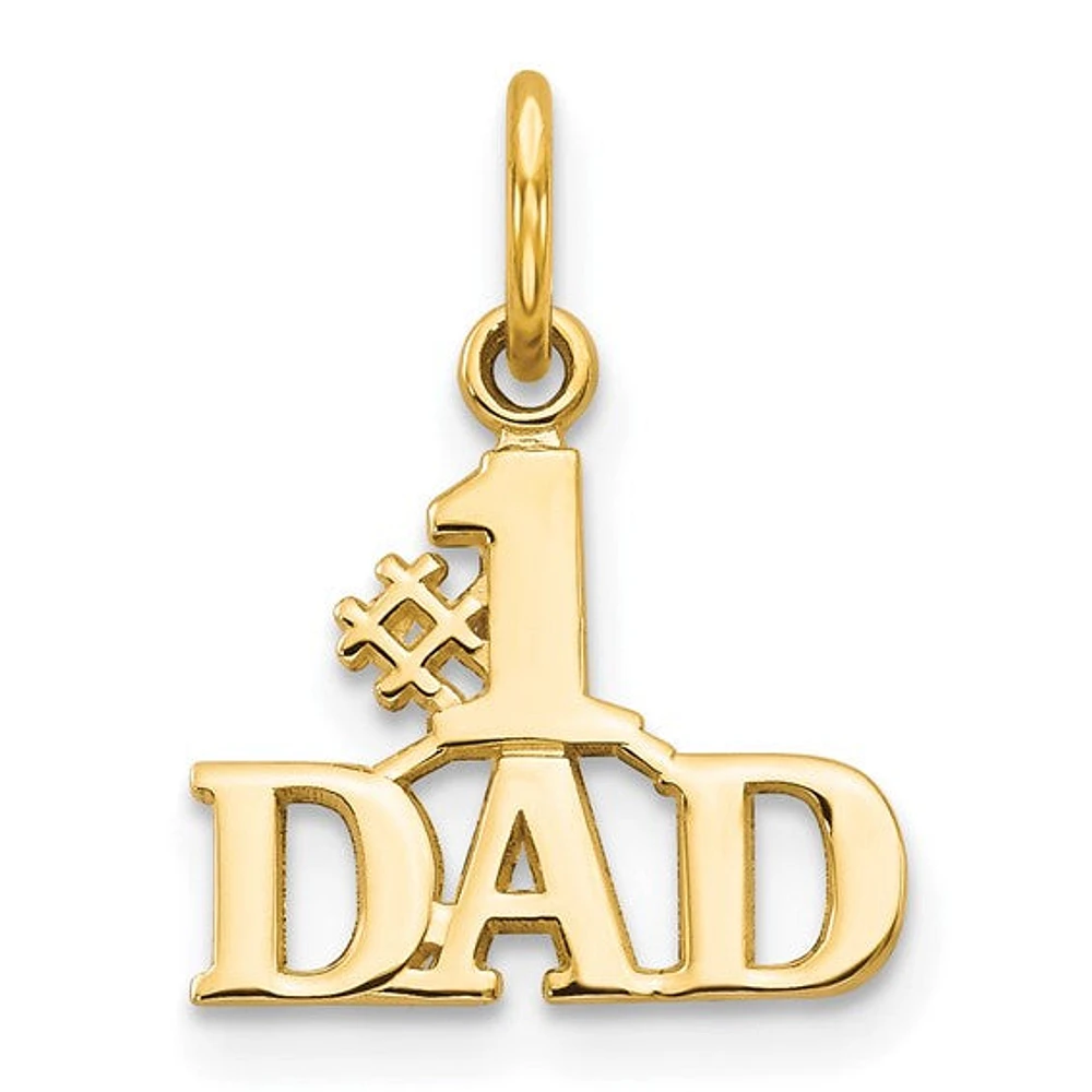 14K Yellow Gold Polished "#1 DAD" Charm - 17mm x 13mm