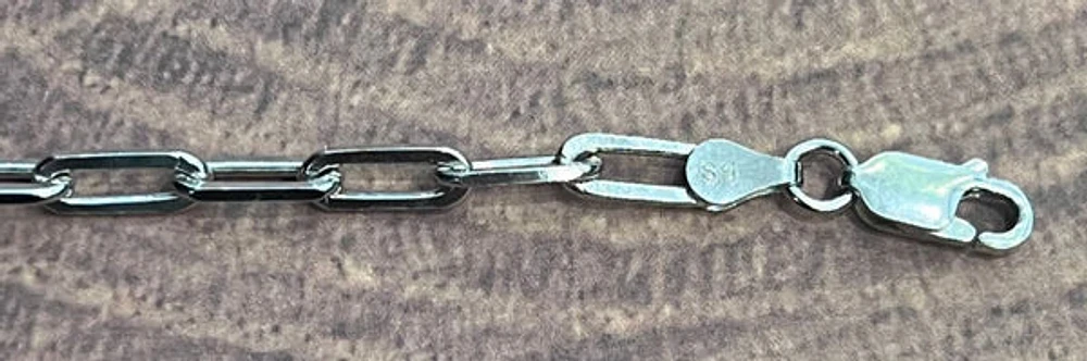 925 Sterling Silver 3.0mm Paperclip Link Bracelet  -  7.0 Inches