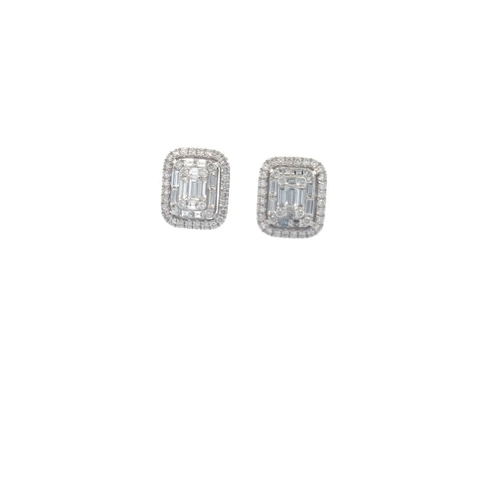 14K White Gold 1.48 cttw White Diamond Earrings