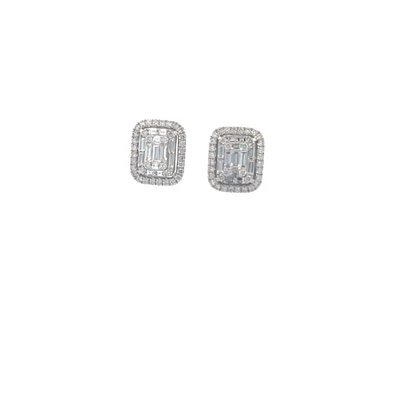 14K White Gold 1.48 cttw White Diamond Earrings