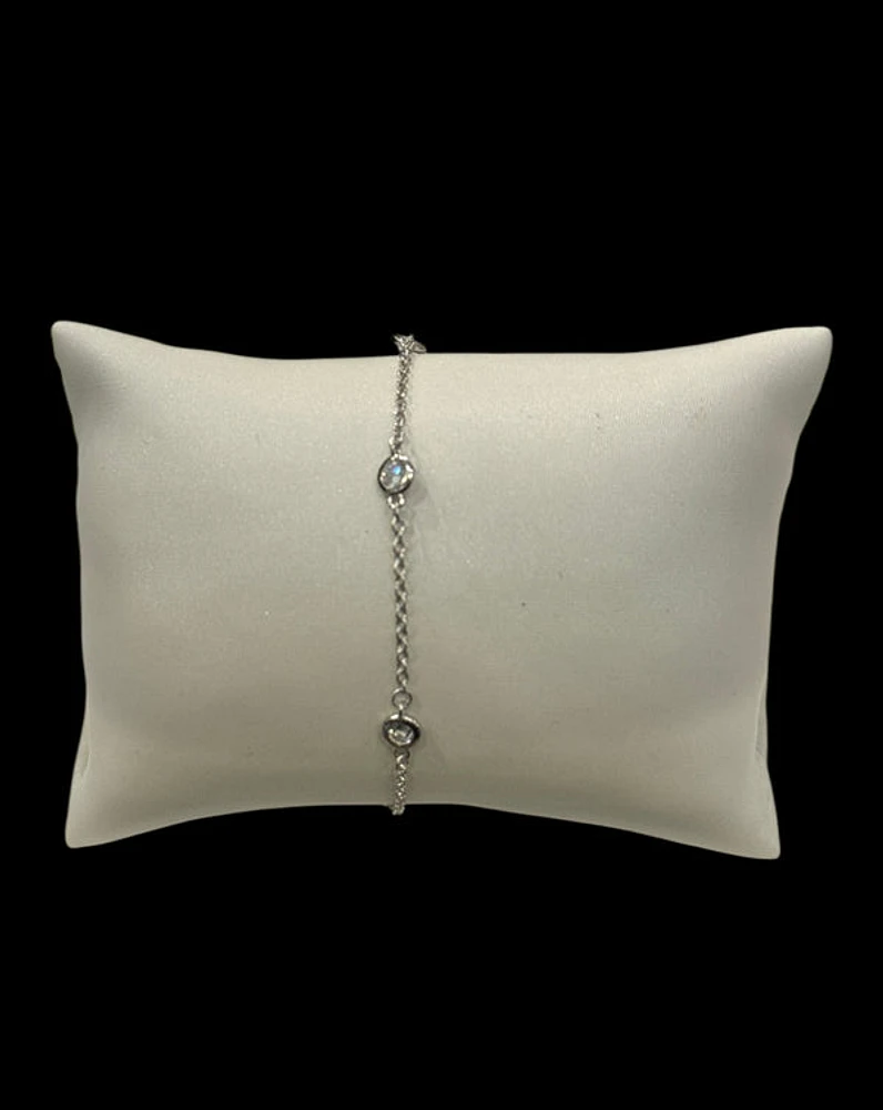 925 Sterling Silver Cubic Zirconia Link Bracelet - 6.5-8.5 Inches