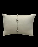 925 Sterling Silver Cubic Zirconia Link Bracelet  -  6.5-8.5 Inches