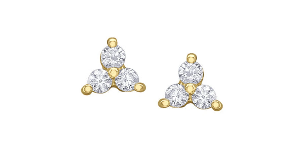 10K Yellow Gold 0.12 cttw Diamond Earrings