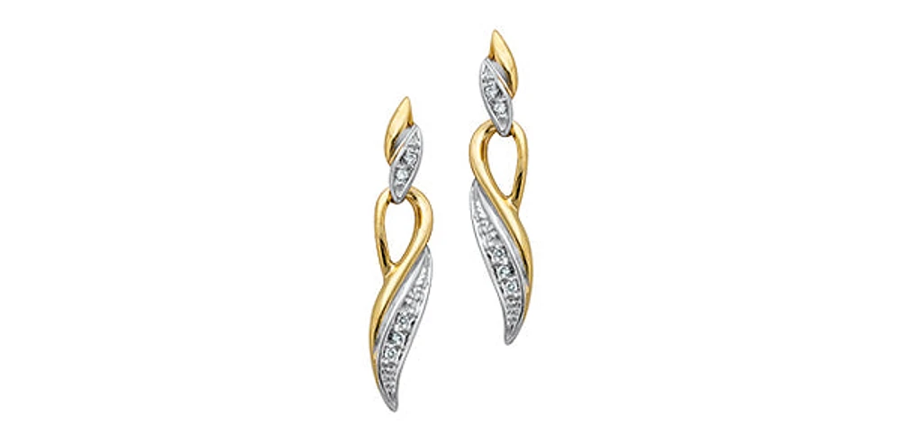 10K Yellow Gold 0.05cttw Diamond Dangle Earrings
