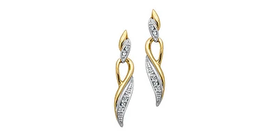 10K Yellow Gold 0.05cttw Diamond Dangle Earrings