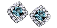 10K White Blue Topaz & Diamond Earring