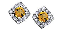 10K White Gold Citrine & Diamond Earring