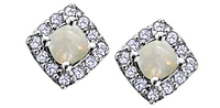 10K White Gold Opal & Diamond Earring