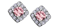 10K White Gold Pink Tourmaline & Diamond Earring