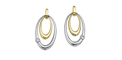10K Yellow & White Gold 0.08cttw Canadian Diamond Earrings