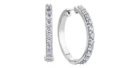10K White Gold 2.00cttw Diamond Hoop Earrings